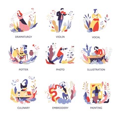 Vector art hobby and handicraft people