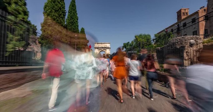 Rome Arco do Tito Arch of Titus Architecture Hyperlapse in Rome City Center 4K UHD.