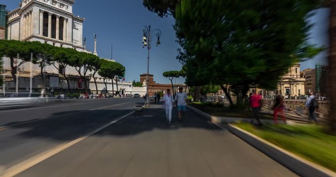 Rome Hyperlapse with Piazza Venezia in Rome City Center 4K UHD.