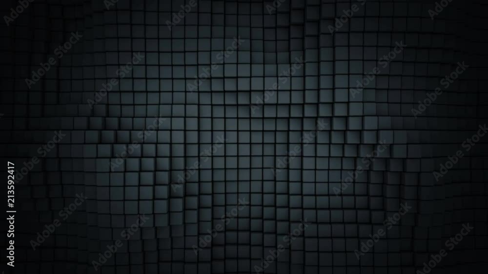 Poster wall of black cubes. abstract geometric background. 3d render seamless loop animation 4k uhd 3840x21