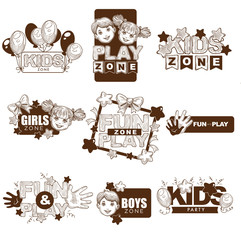 Kids zone playground vector sketch icons