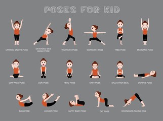 Yoga Poses For Kid Vector Illustration