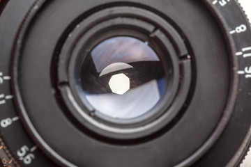 Camera lens close up
