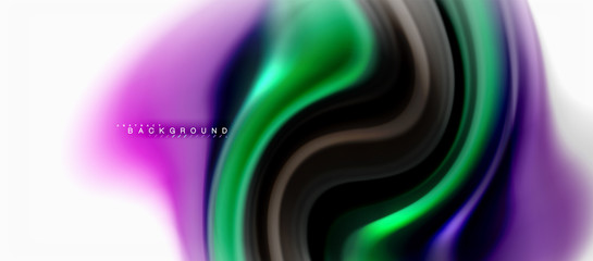 Fluid liquid mixing colors concept on light grey background, curve flow, trendy abstract layout template for business or technology presentation or web brochure cover, wallpaper