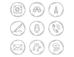 Photo, startup rocket and search icons.