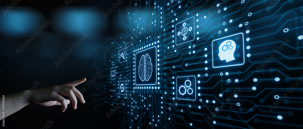 Sticker artificial intelligence machine learning business internet technology concept