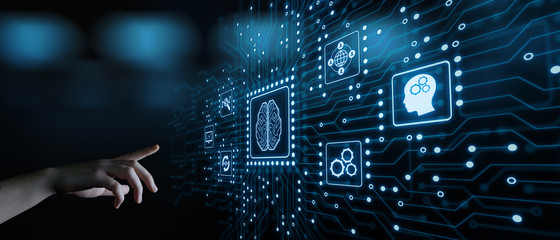 Artificial intelligence Machine Learning Business Internet Technology Concept - obrazy, fototapety, plakaty