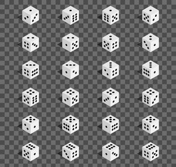 Creative vector illustration of isometric 3d gambling dice combination isolated on transparent background. Art design game. Abstract concept graphic casino 24 turns cube element