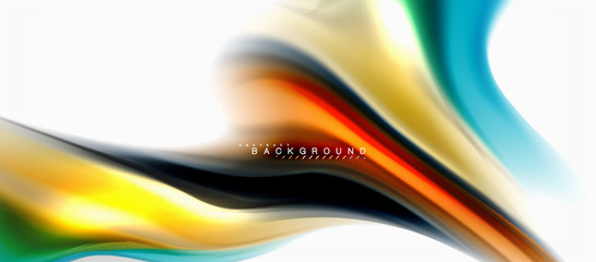 Fluid liquid mixing colors concept on light grey background, curve flow, trendy abstract layout template for business or technology presentation or web brochure cover, wallpaper