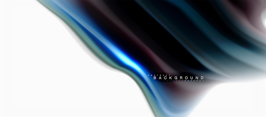 Fluid liquid mixing colors concept on light grey background, curve flow, trendy abstract layout template for business or technology presentation or web brochure cover, wallpaper