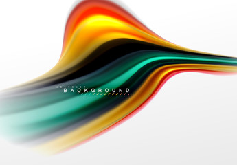 Fluid liquid mixing colors concept on light grey background, curve flow, trendy abstract layout template for business or technology presentation or web brochure cover, wallpaper