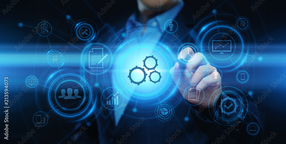 Poster automation software technology process system business concept