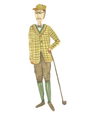 Golfer in retro costume