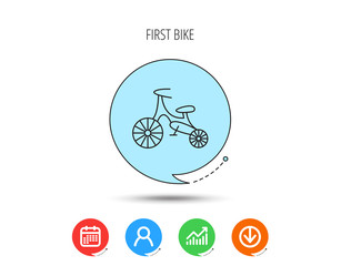 Bike icon. Kids run-bike sign.