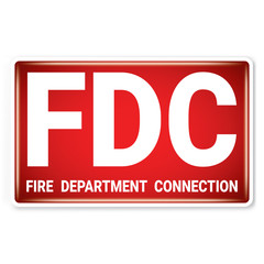 Vector and illustration graphic style,Fire Department connection Symbol, label isolated icon on white background, Attracting attention Security First sign, Idea for presentation EPS 10.