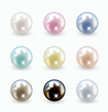 Beautiful vector pearls set
