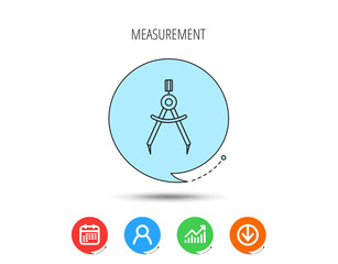 Compasses icon. Measurement dividers sign.