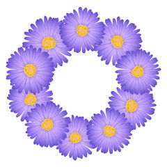 Purple Aster, Daisy Flower Wreath