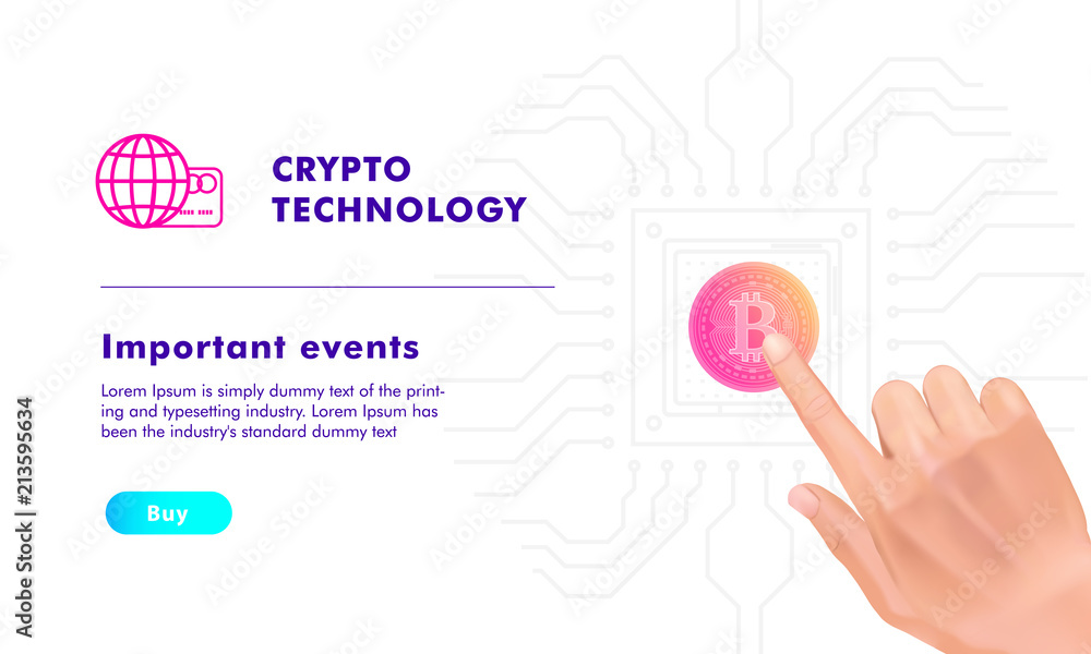 Poster crypto online commerce. mining bitcoin technology on autonomic computing program and trade platform.