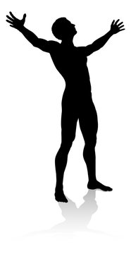 Man Arms Raised Person Silhouette