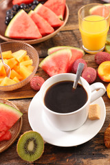 coffee cup and fruit