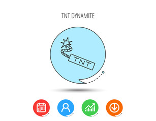 TNT dynamite icon. Bomb explosion sign.