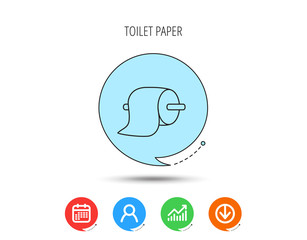 Toilet paper icon. WC hygiene sign.