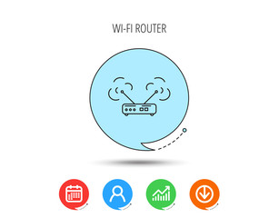 Wi-fi router icon. Wifi wireless internet sign.