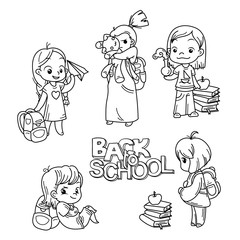 Collection of school cartoon children.