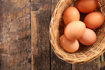 basket with raw egg