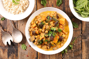 aubergine curry and rice