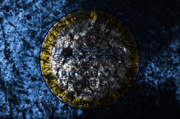 Boston city grunge flag on old dirty wall, Massachusetts State, United States Of America