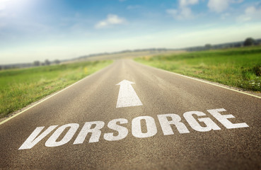 Straße mit dem Wort Vorsorge
