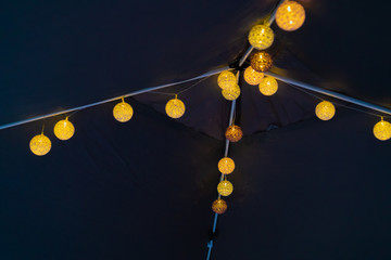 Small lanterns in the tent sky