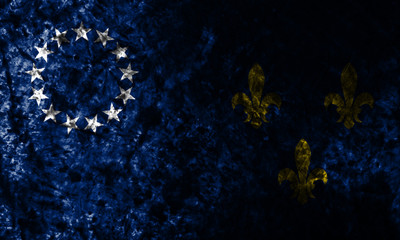 Louisville old city grunge flag on old dirty wall, Kentucky State, United States Of America