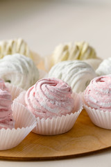 Pastel colored homemade zephyr or marshmallow