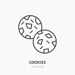 Cookie, biscuit flat logo, line icon. Sweet food vector illustration. Sign for bakery, pastry shop.