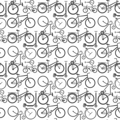 Vintage retro bicycle and style antique sport old fashion grunge flat pedal ride vector riding bike transport seamless pattern background illustration.