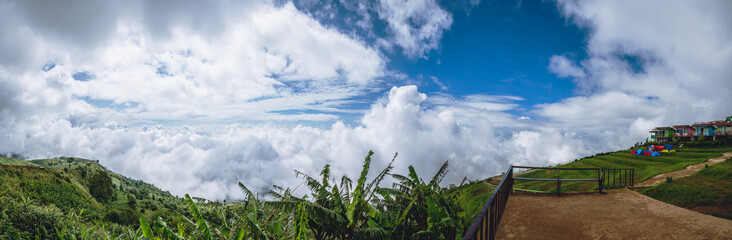 Landscape on mountain village Refreshing in the rainy season. Beautiful clouds