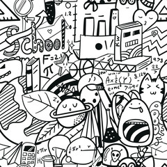 Back to school doodle background pattern