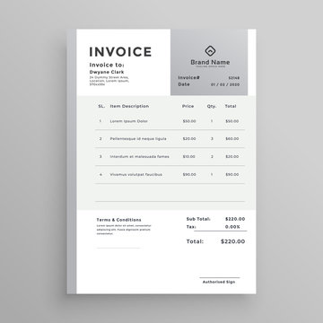 gray professional invoice template design