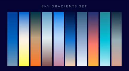set of sky gradients background - obrazy, fototapety, plakaty