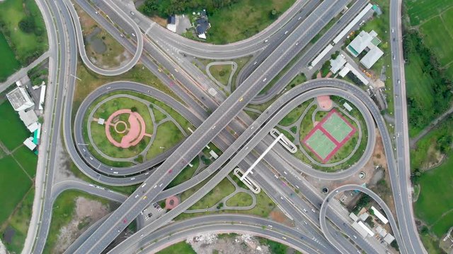 Aerial view of highway interchange