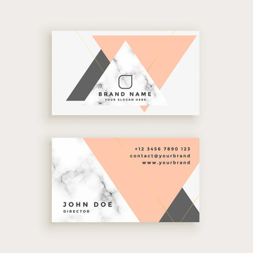 Marble Business Card With Triangle Shapes In Pastel Colors