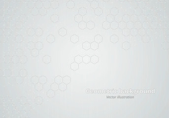 Medical illustration with hexagonal chemical formulas. Vector background with geometric elements and stripes