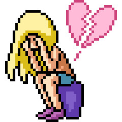 Obraz premium vector pixel art heart break