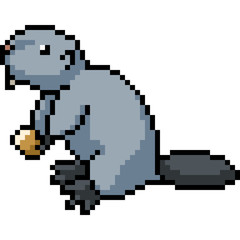 Obraz premium vector pixel art beaver