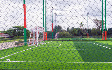 Fototapeta premium Green artificial grass field,soccer line.