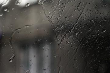 drops of rain on the car window