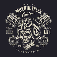 Vintage monochrome motorcycle logo concept - obrazy, fototapety, plakaty